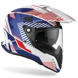 CASCO AIROH COMMANDER BOOST bianco blu moto enduro granturismo