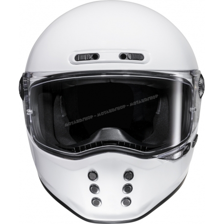 Casco integrale HJC V10 vintage bianco moto da strada scrambler