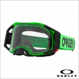 Maschera OAKLEY AIRBRAKE MX MOTO GREEN B1B lente chiara motocross Enduro 