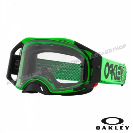 Maschera OAKLEY AIRBRAKE MX MOTO GREEN B1B lente chiara motocross Enduro 