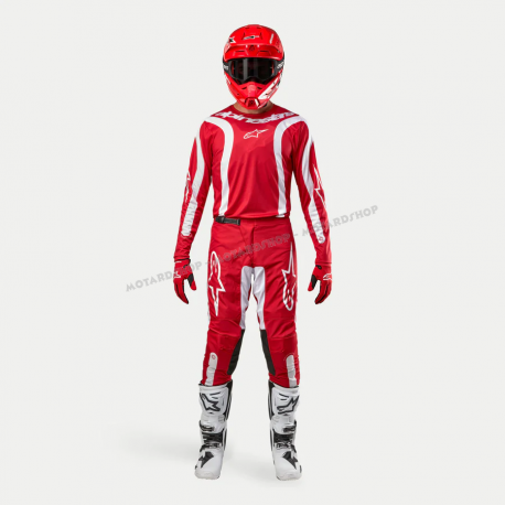 Completo motocross Alpinestars FLUID LURV 2024 rosso e bianco enduro Quad