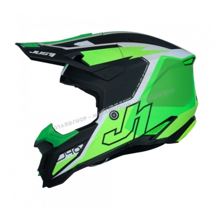 Casco Motocross Just1 J40 FLASH FLUO verde bianco nero Enduro Quad Supermotard