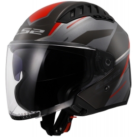 CASCO JET LS2 OF600 COPTER 2 DISTON grigio rosso moto strada scooter