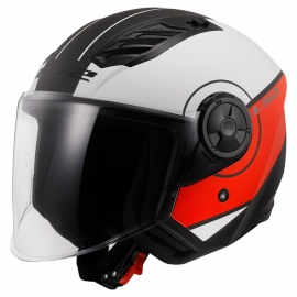 CASCO JET LS2 OF616 AIRFLOW 2 COVER bianco nero rosso moto strada scooter