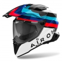 CASCO AIROH COMMANDER 2 DOOM bianco blu rosso moto enduro granturismo