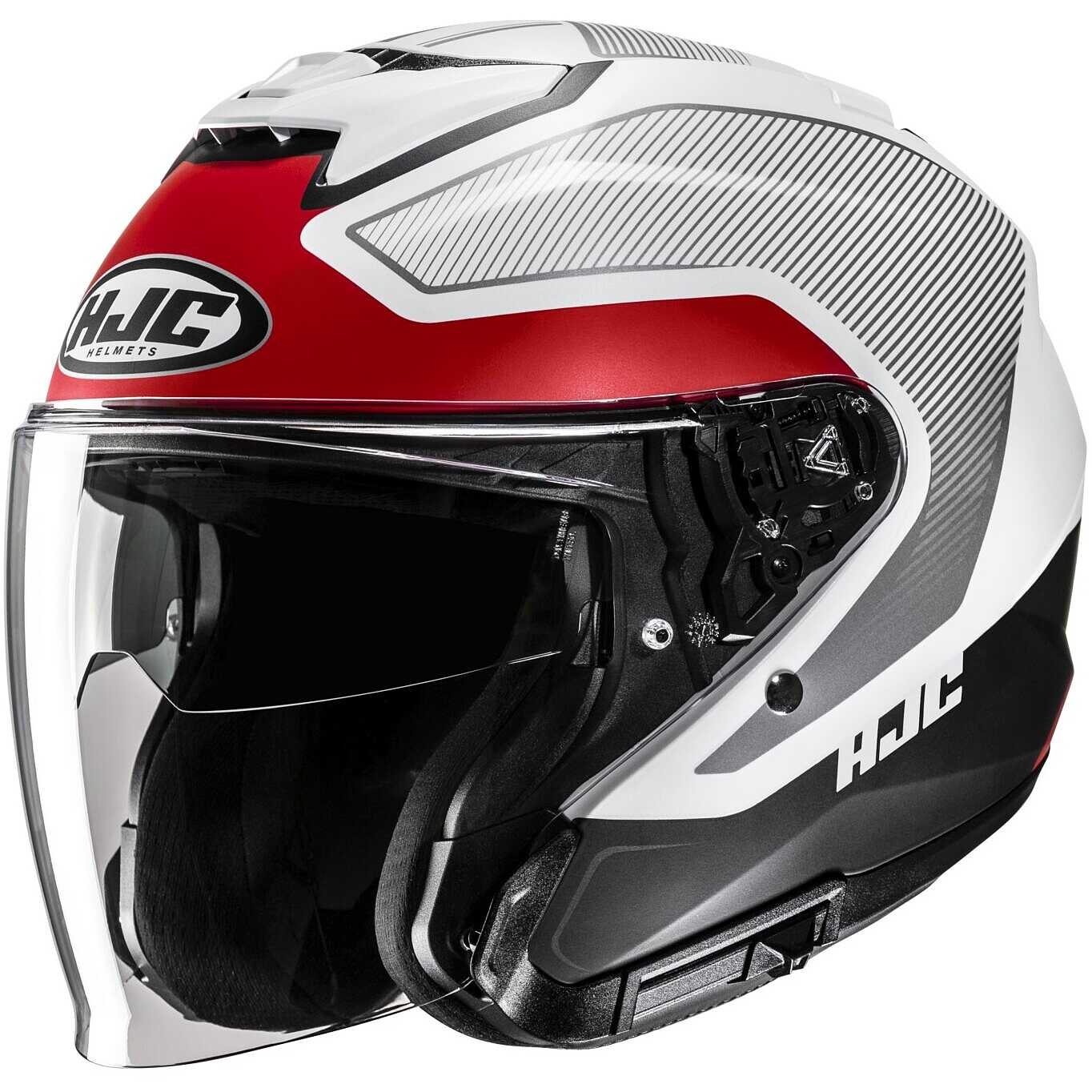 CASCO UFO JET NIXIE HE13005-WB Doppia Visiera Bianco/Rosso Lucido - Casco Jet Omologato ECE 22.06, Termoplastico, Taglie XS-XL