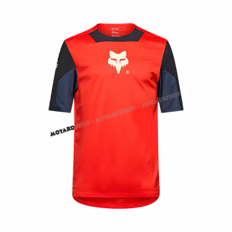 Maglia manica corta BAMBINO FOX DEFEND ELEVATED  25  rosso fluo Downhill ENDURO MTB