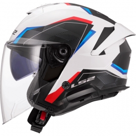 CASCO JET LS2 OF618 VERSO 2 AIR bianco blu rosso moto strada scooter