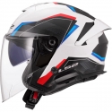 CASCO JET LS2 OF618 VERSO 2 AIR bianco blu rosso moto strada scooter