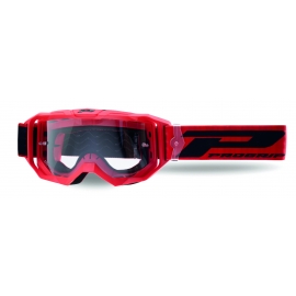  Maschera PROGRIP 3300 VISION rosso lente trasparente motocross enduro mtb