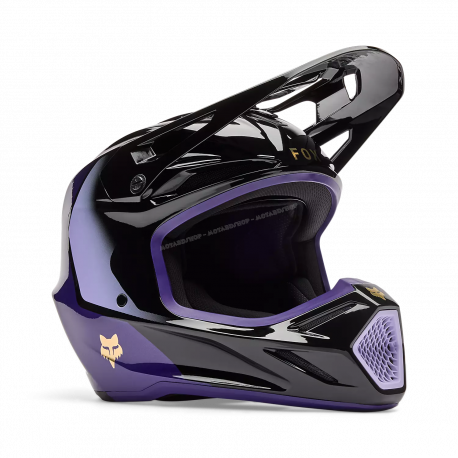 CASCO FOX V3 DRIP 2026 nero e viola motocross enduro calottta in fibra di vetro composito 