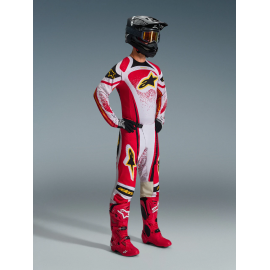 Completo motocross Alpinestars TECHSTAR NOMUR grigio chiaro rosso enduro Quad