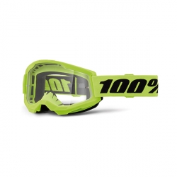 Maschera 100% STRATA 2 giallo fluo lente trasparente Motocross Enduro Mtb