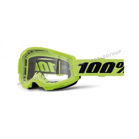 Maschera 100% STRATA 2 gialla lente trasparente Motocross Enduro Mtb