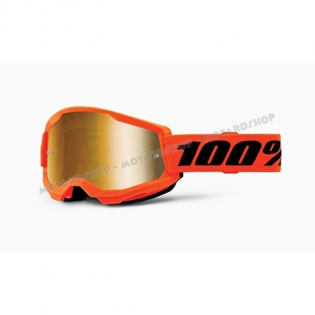 Maschera 100% STRATA 2 ARANCIONE lente specchiata oro Motocross Enduro Mtb
