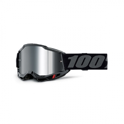 Maschera 100% ACCURI 2 NERA  lente a specchio argento Motocross Enduro Mtb