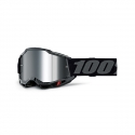 Maschera 100% ACCURI 2 NERA  lente a specchio argento Motocross Enduro Mtb
