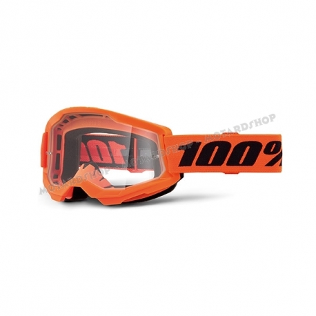 Maschera 100% STRATA 2 arancione lente trasparente Motocross Enduro Mtb