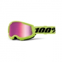 Maschera 100% STRATA 2 giallo fluo lente specchiata rosa Motocross Enduro Mtb