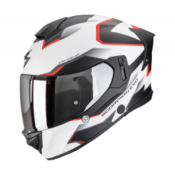 Casco SCORPION EXO-530 AIR  CLIP bianco nero e rosso OPACO moto strada 