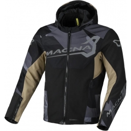 Giacca moto MACNA ATRACOR nero grigio e beige con protezioni antivento