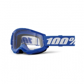 Maschera 100% STRATA 2 BLU  lente trasparente Motocross Enduro Mtb