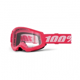 Maschera 100% STRATA 2 ROSA  lente trasparente Motocross Enduro Mtb