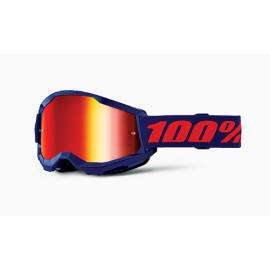 Maschera 100% STRATA 2 NAVY lente specchio rossa Motocross Enduro Mtb