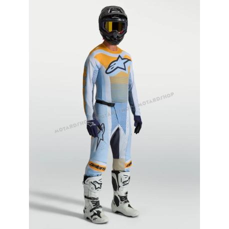 Completo motocross Alpinestars TECHSTAR MAVEN 2027 azzurro arancione nero enduro Quad