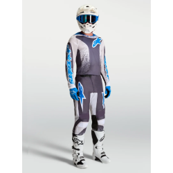 Completo motocross Alpinestars FLUID DRAG 2027 grigio bianco e blu chiaro enduro Quad