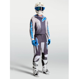 Completo motocross Alpinestars FLUID DRAG 2027 grigio bianco e blu chiaro enduro Quad