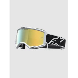 Maschera ALPINESTARS VISION 5 RORA bianca e nera lente specchio oro Motocross Enduro Mtb