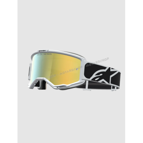 Maschera ALPINESTARS VISION 5 RORA bianca e nera lente specchio oro Motocross Enduro Mtb
